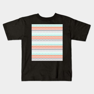 Turquoise Coral Orange Blue Chevron Kids T-Shirt